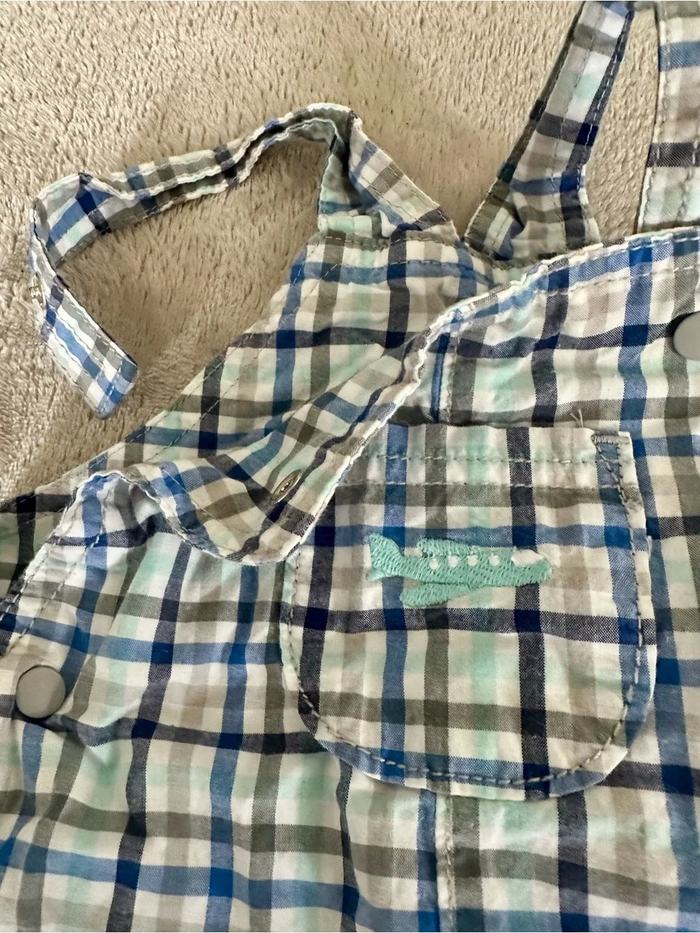🦋 Carter’s Blue Plaid Shorts Overalls